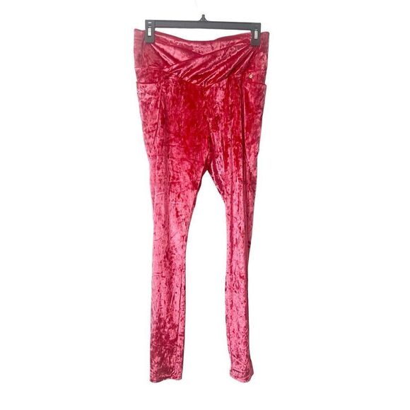 Fabletics Strawberry Red High‎ Waisted Crushed Velour Crossover Leggings Large - Picture 7 of 9